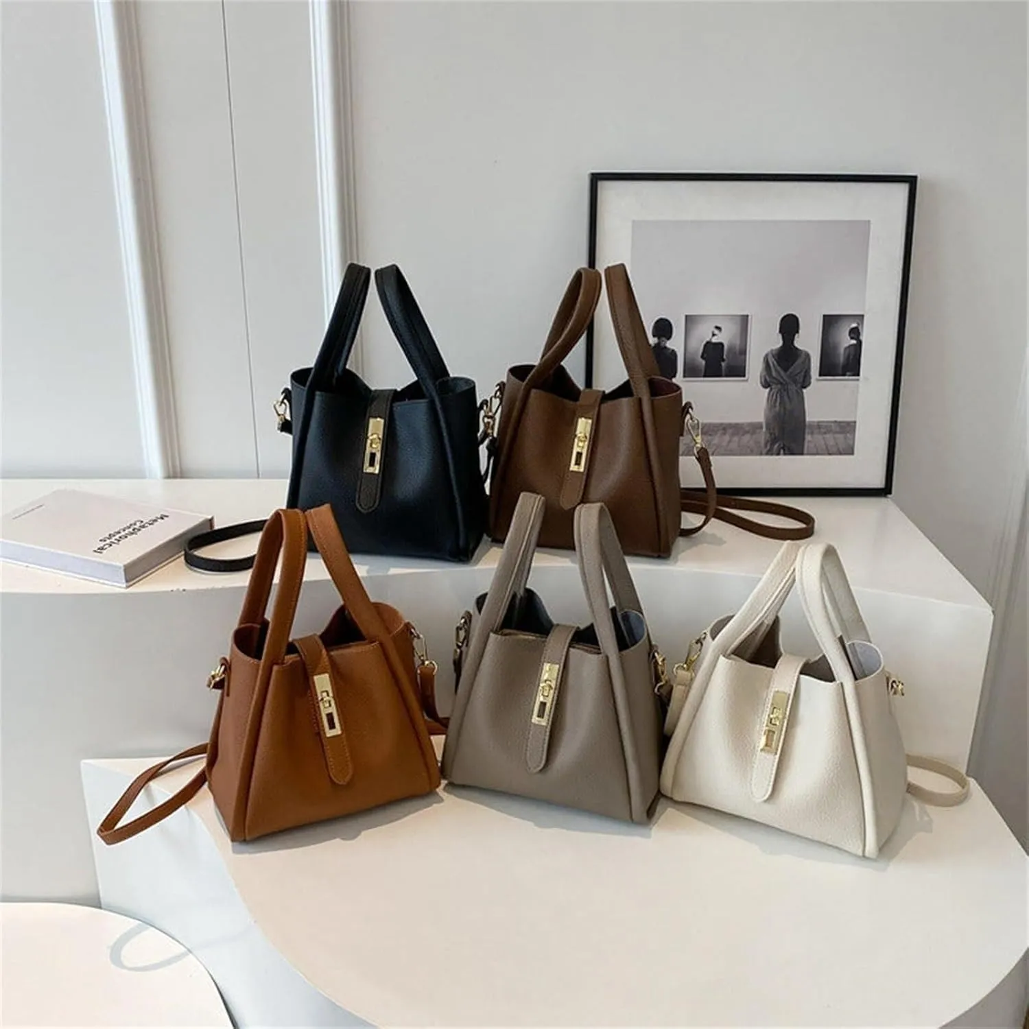 Bucket Bags for Women Trendy Vintage Bucket Bag Women's Bucket Bag Crossbody Bag Single Shoulder Handbag