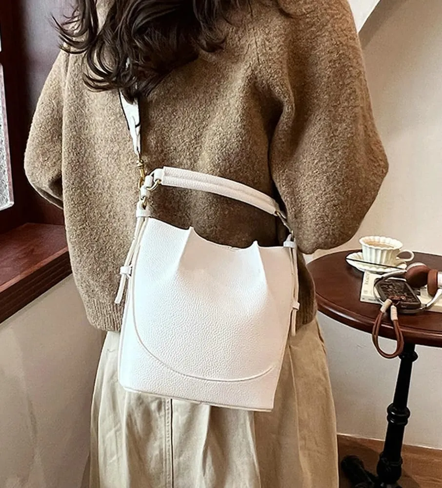 Bucket Bags Women 2025 Trendy Retro Shoulder Crossbody Purse Satchel Top-Handle Hobo Handbags Removeable Strap 2 PCS