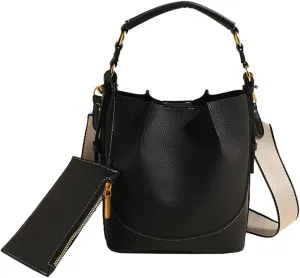 Bucket Bags Women 2025 Trendy Retro Shoulder Crossbody Purse Satchel Top-Handle Hobo Handbags Removeable Strap 2 PCS