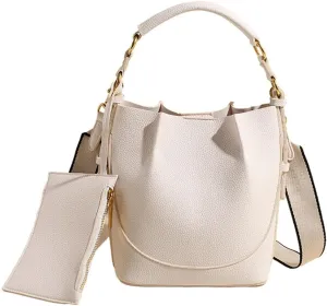 Bucket Bags Women 2025 Trendy Retro Shoulder Crossbody Purse Satchel Top-Handle Hobo Handbags Removeable Strap 2 PCS