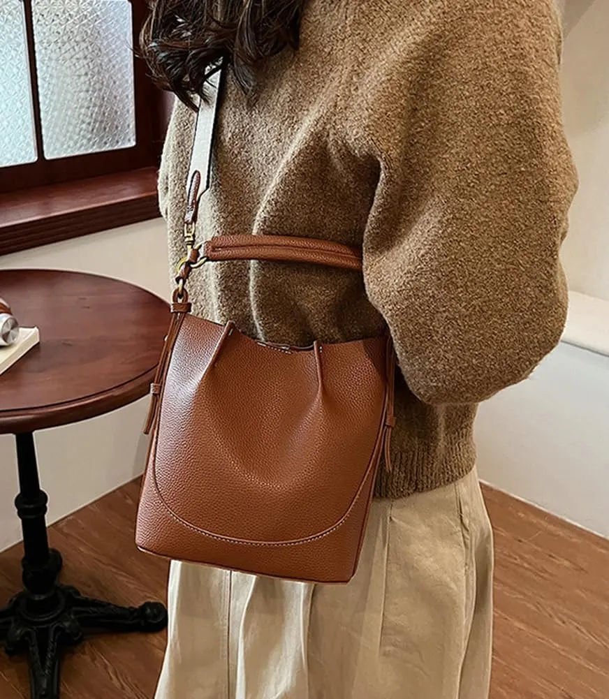 Bucket Bags Women 2025 Trendy Retro Shoulder Crossbody Purse Satchel Top-Handle Hobo Handbags Removeable Strap 2 PCS