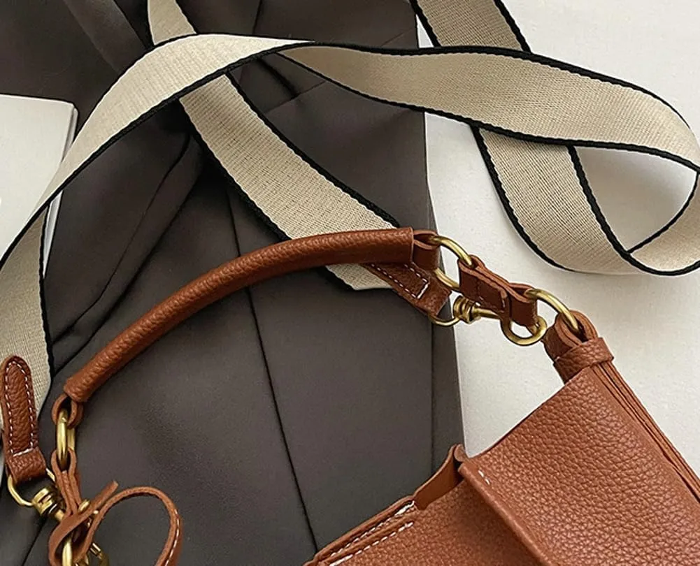 Bucket Bags Women 2025 Trendy Retro Shoulder Crossbody Purse Satchel Top-Handle Hobo Handbags Removeable Strap 2 PCS