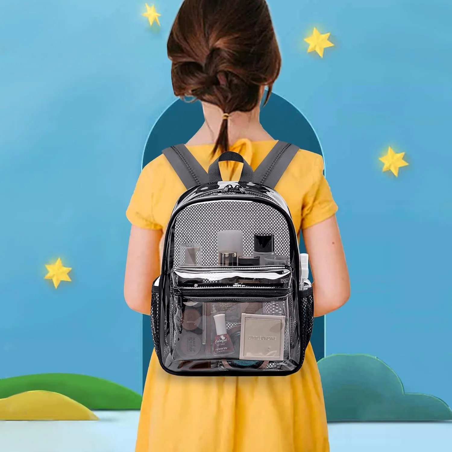 CAMTOP Clear Backpack for Stadium Events Approved 12x6x12 Small Clear Bag Mini Backpacks Purse for festival Concert Work