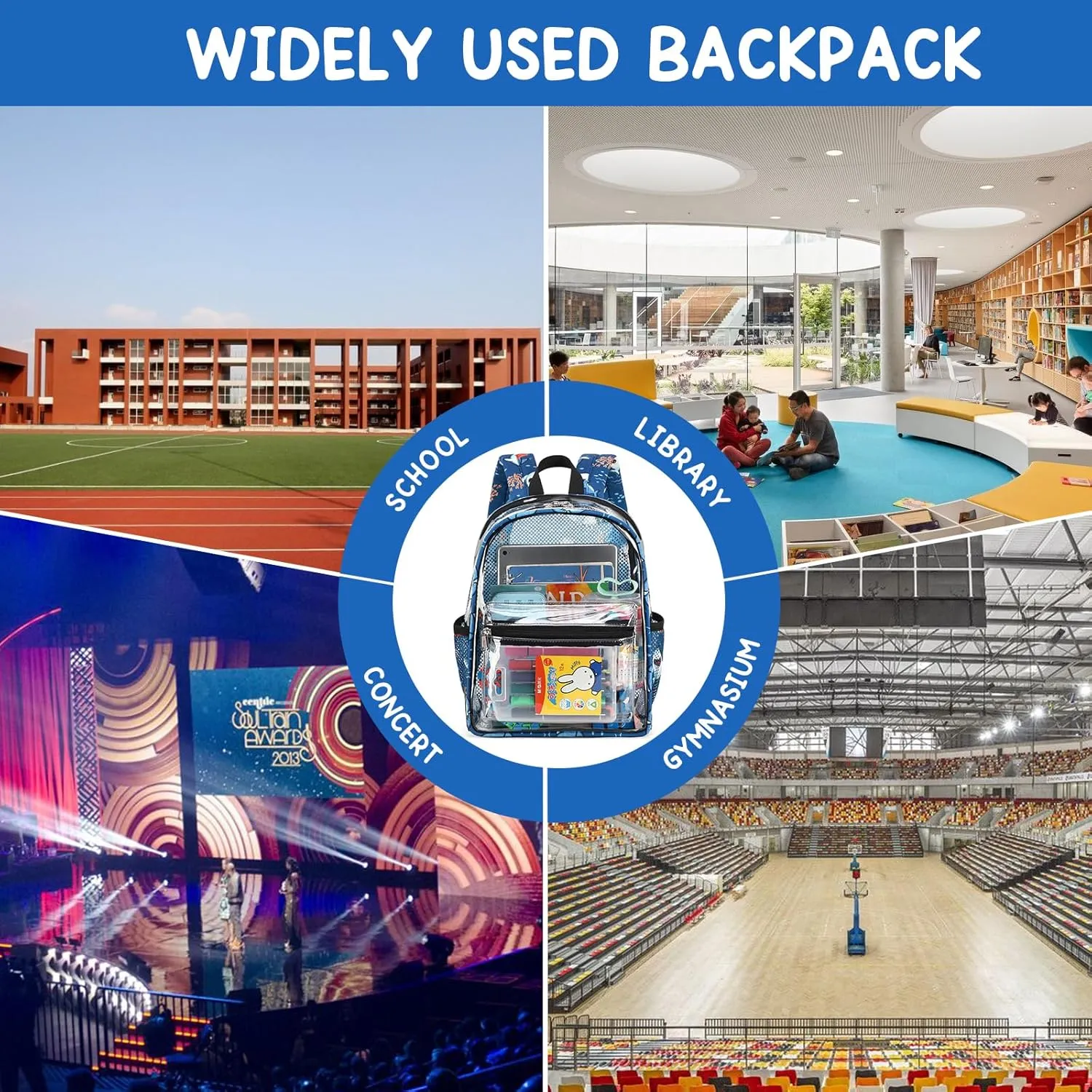 CAMTOP Clear Backpack for Stadium Events Approved 12x6x12 Small Clear Bag Mini Backpacks Purse for festival Concert Work