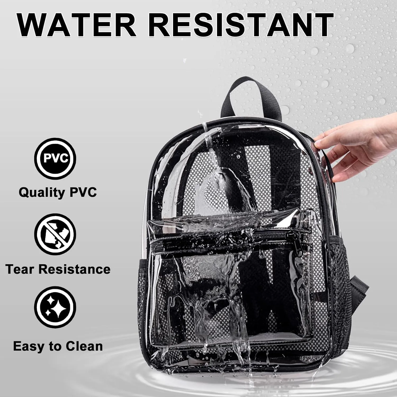 CAMTOP Clear Backpack for Stadium Events Approved 12x6x12 Small Clear Bag Mini Backpacks Purse for festival Concert Work