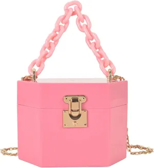 Candy Colors Resin Chain Acrylic Box Clutches Women Shoulder Female Evening Bag Flap Crossbody Bag Fashion Handbag Purse