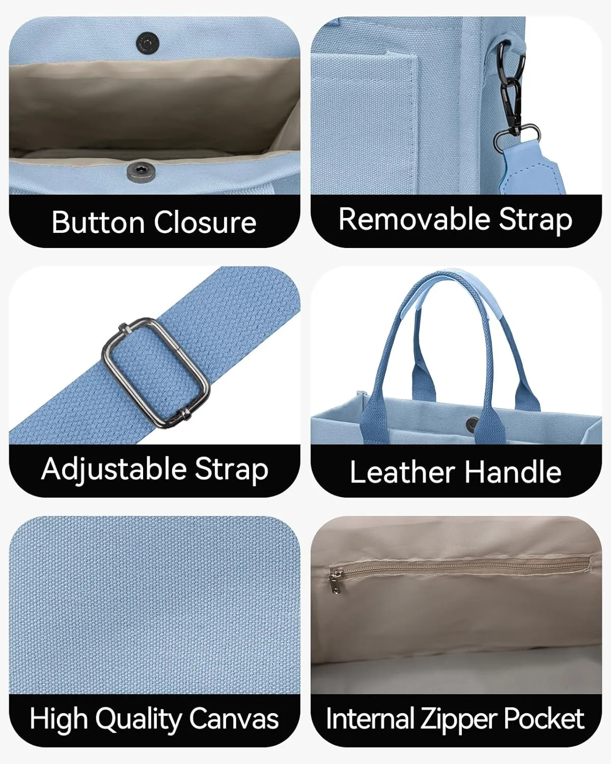 Canvas Tote Bag for Women with Pockets Large Crossbody Bag Satchel Bag Handbag Everything Everyday Bag for Work Daily