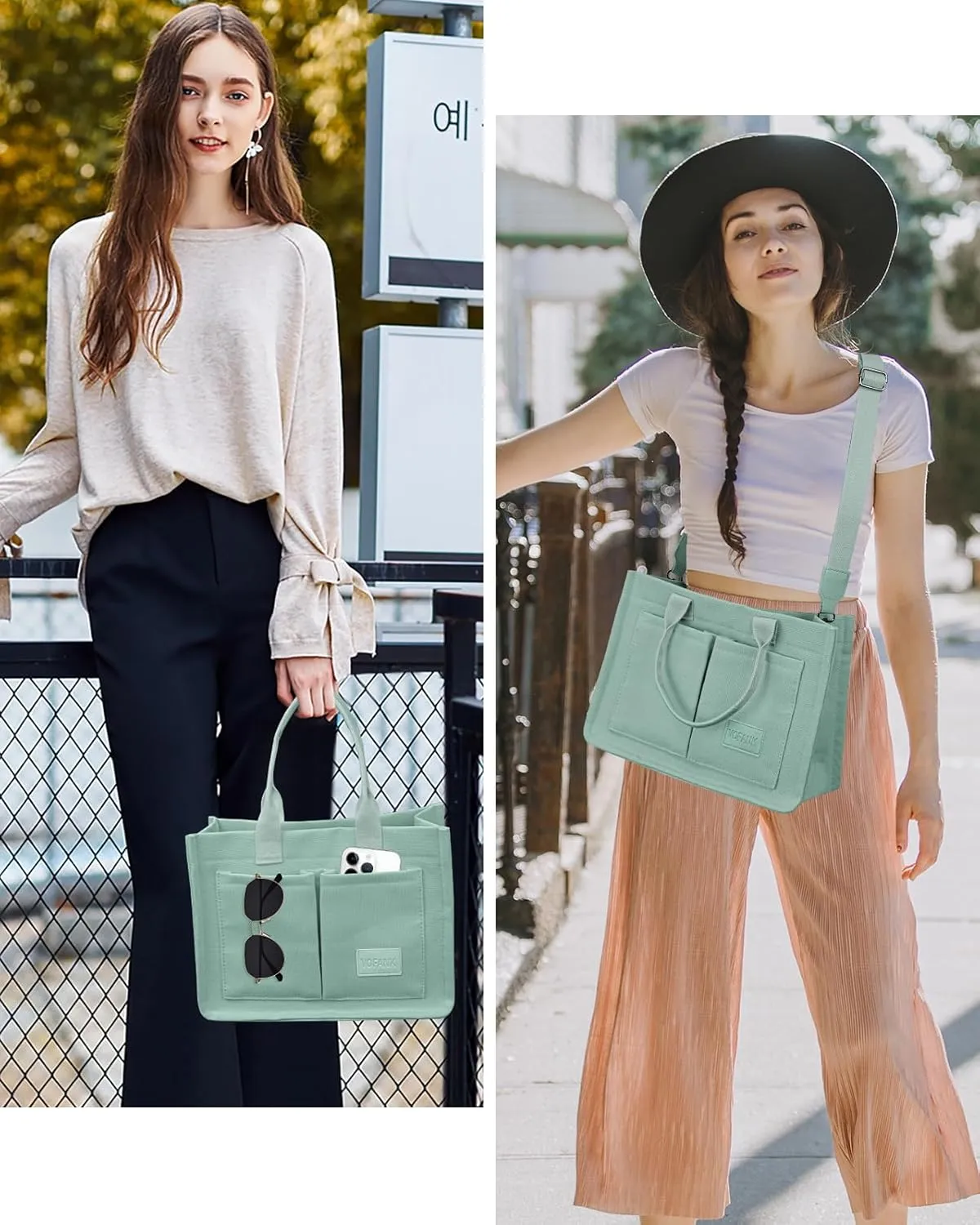 Canvas Tote Bag for Women with Pockets Large Crossbody Bag Satchel Bag Handbag Everything Everyday Bag for Work Daily