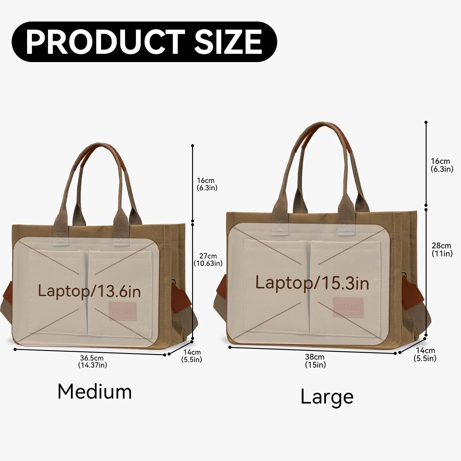 Canvas Tote Bag for Women with Pockets Large Crossbody Bag Satchel Bag Handbag Everything Everyday Bag for Work Daily