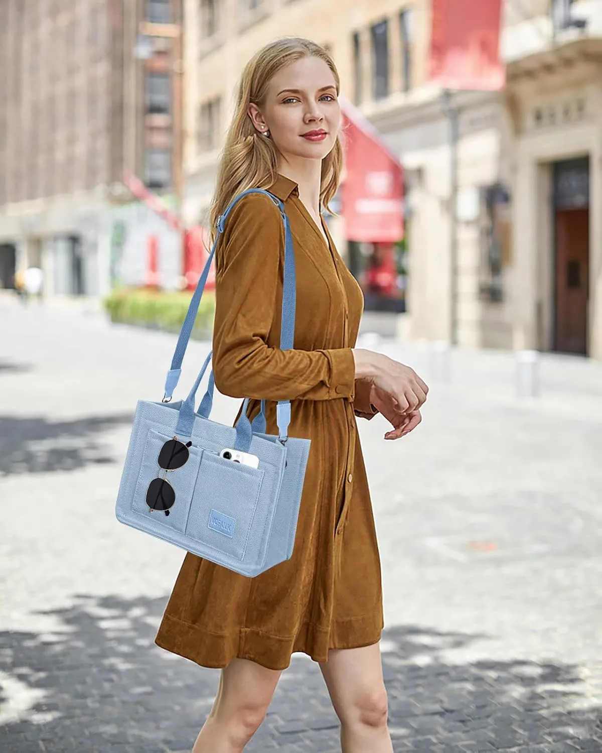 Canvas Tote Bag for Women with Pockets Large Crossbody Bag Satchel Bag Handbag Everything Everyday Bag for Work Daily