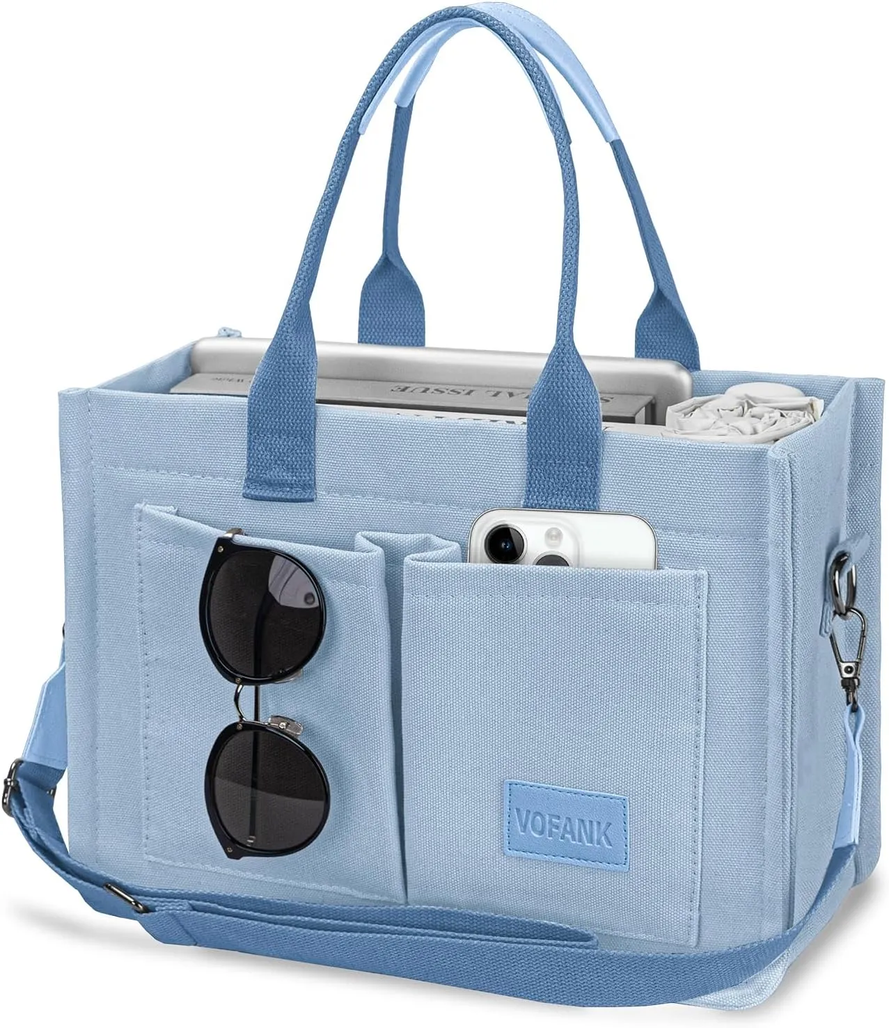 Canvas Tote Bag for Women with Pockets Large Crossbody Bag Satchel Bag Handbag Everything Everyday Bag for Work Daily