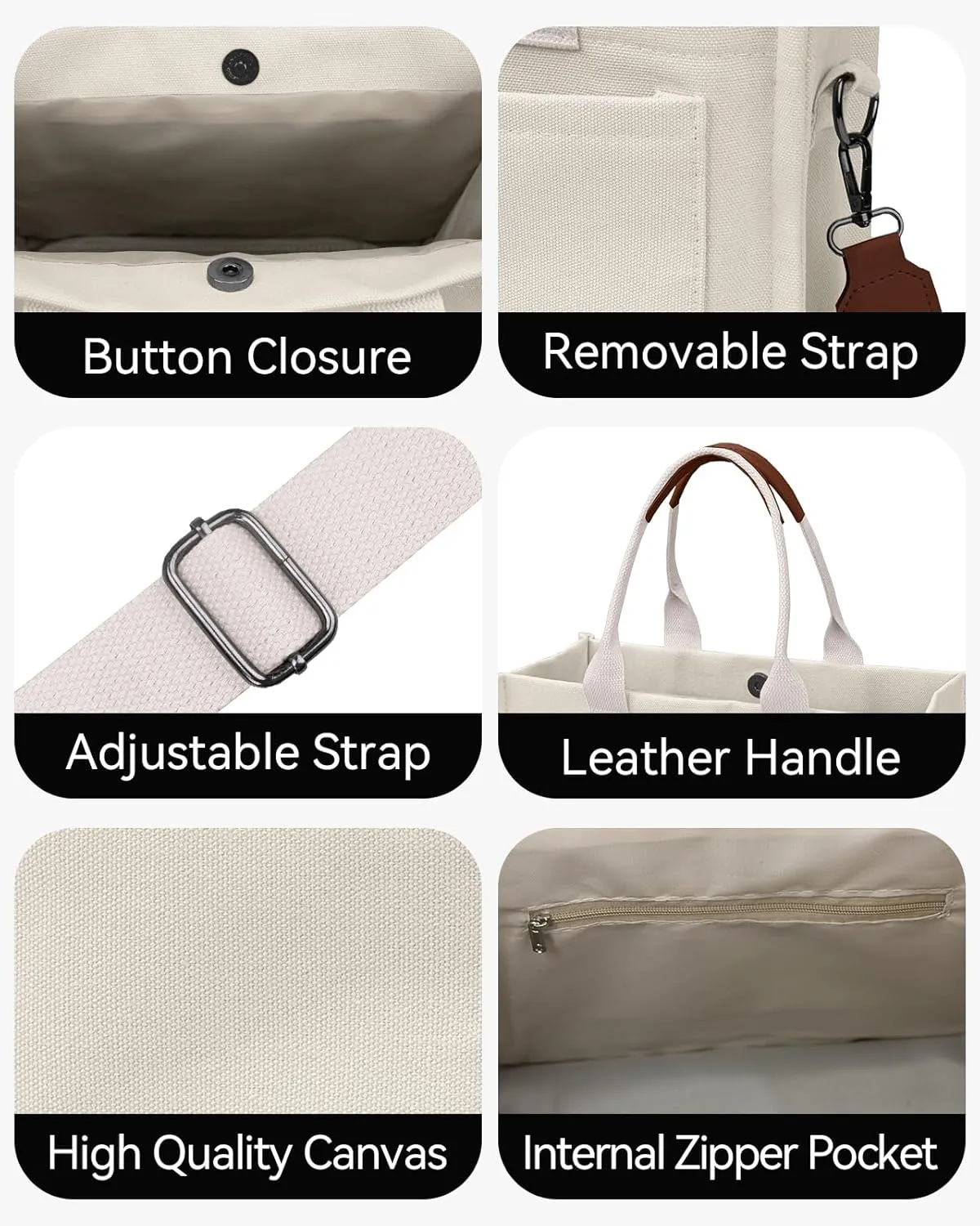Canvas Tote Bag for Women with Pockets Large Crossbody Bag Satchel Bag Handbag Everything Everyday Bag for Work Daily
