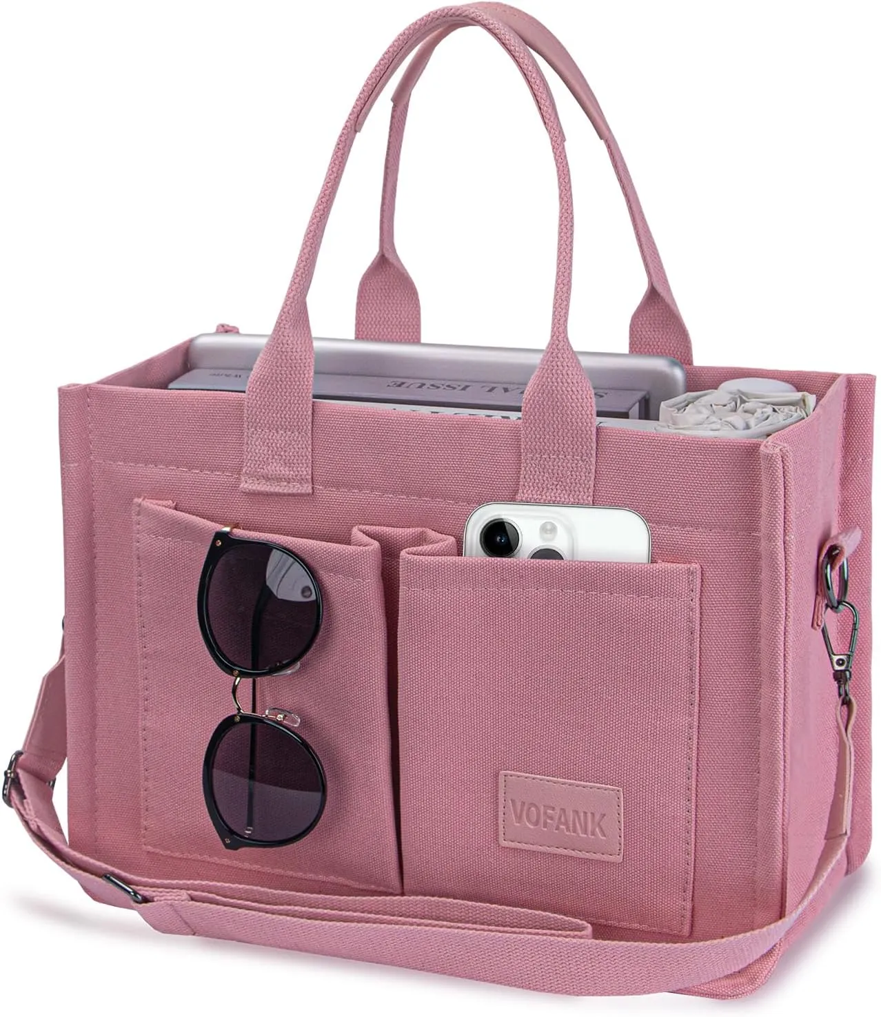 Canvas Tote Bag for Women with Pockets Large Crossbody Bag Satchel Bag Handbag Everything Everyday Bag for Work Daily