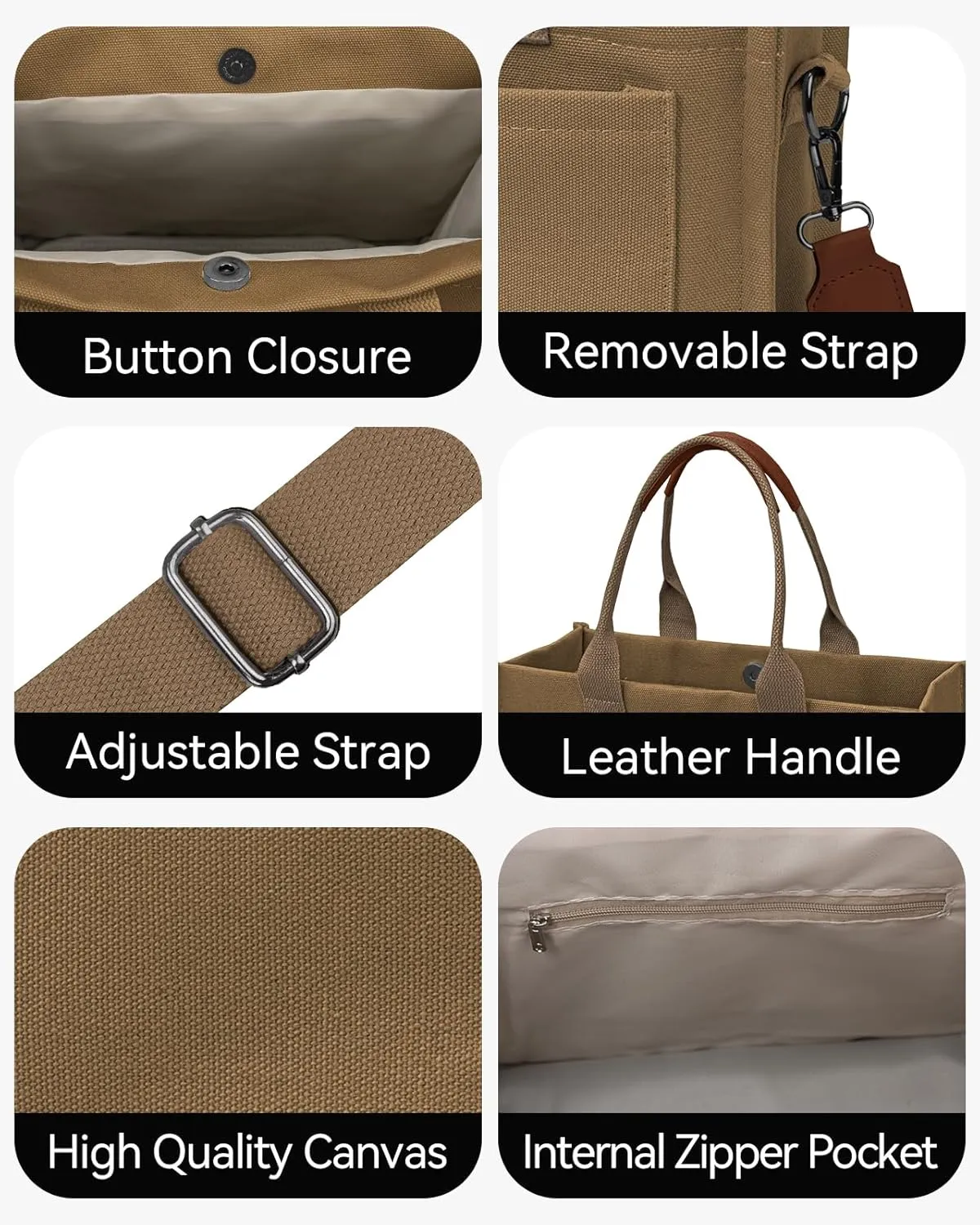 Canvas Tote Bag for Women with Pockets Large Crossbody Bag Satchel Bag Handbag Everything Everyday Bag for Work Daily