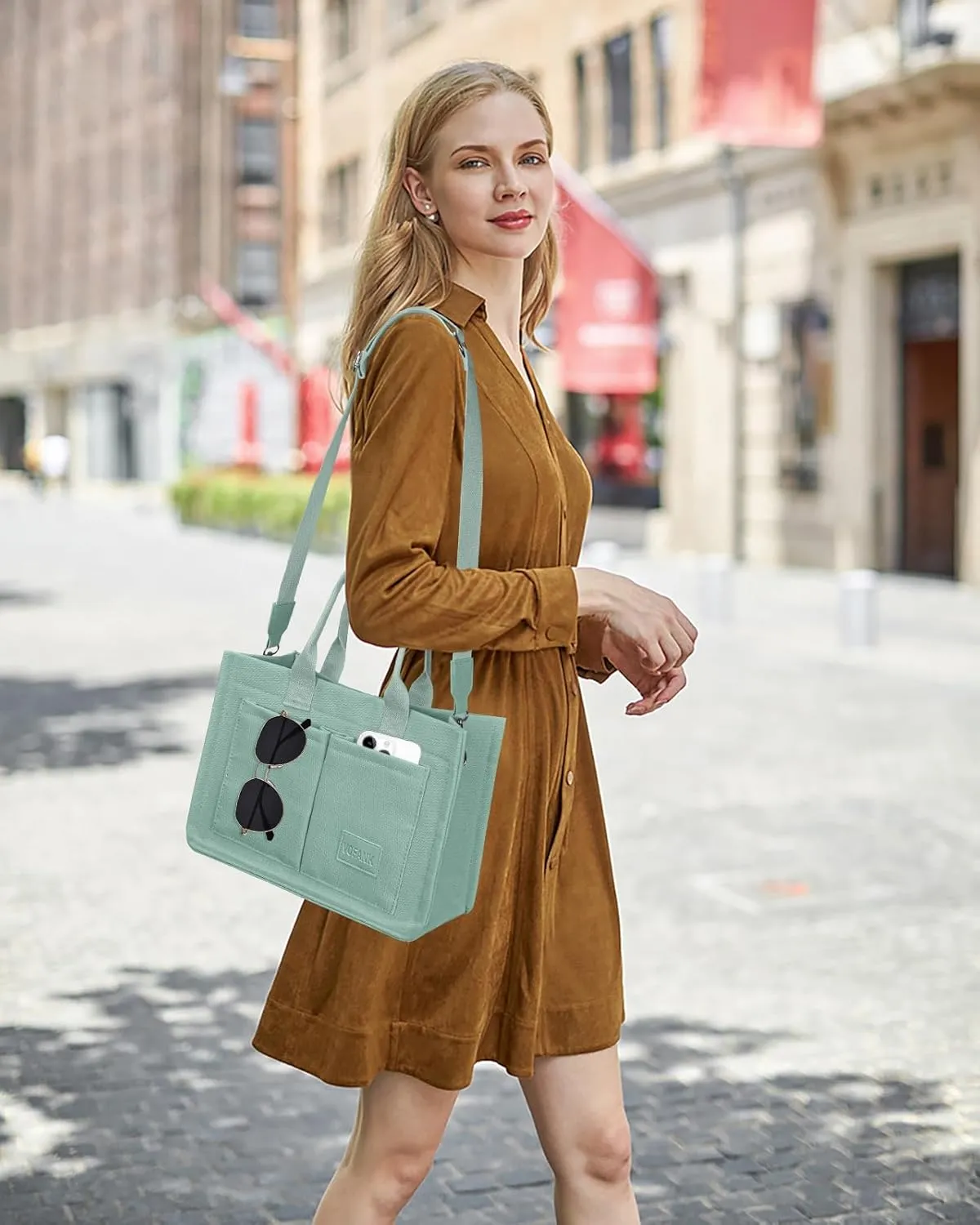 Canvas Tote Bag for Women with Pockets Large Crossbody Bag Satchel Bag Handbag Everything Everyday Bag for Work Daily