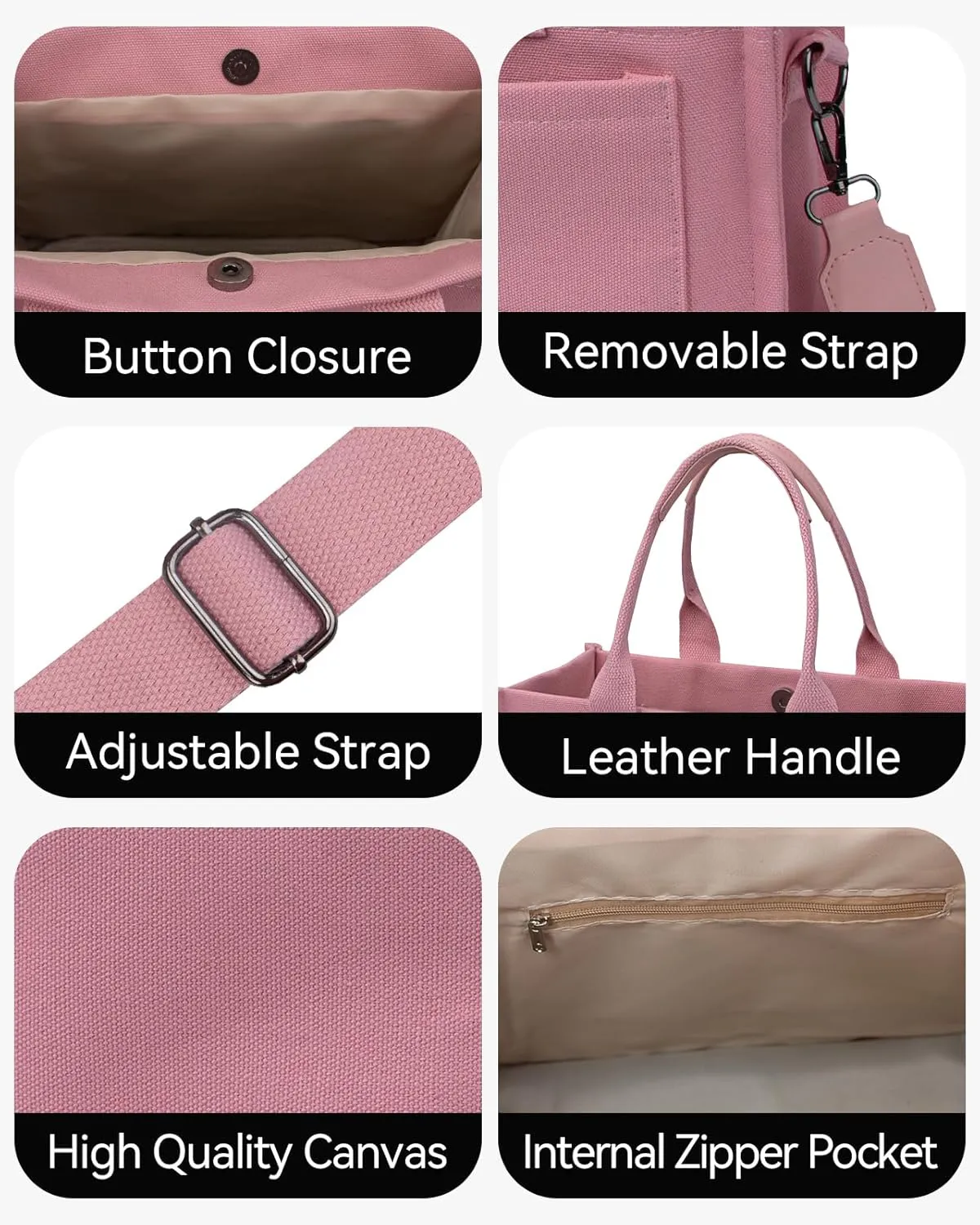 Canvas Tote Bag for Women with Pockets Large Crossbody Bag Satchel Bag Handbag Everything Everyday Bag for Work Daily