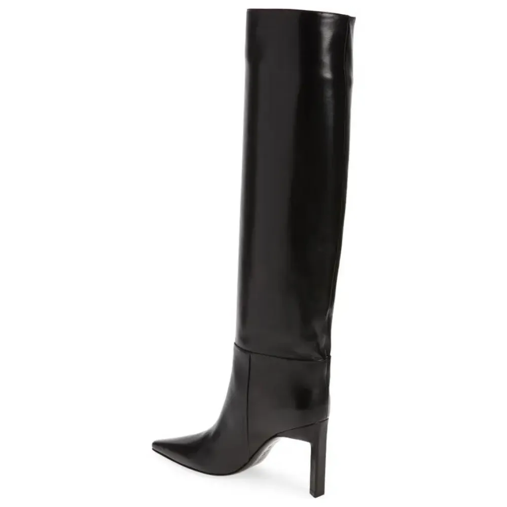 Chic Leather Knee High Boots