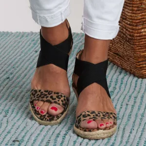 Chicvane Criss Cross Straps Espadrille Wedge Sandals with Zipper