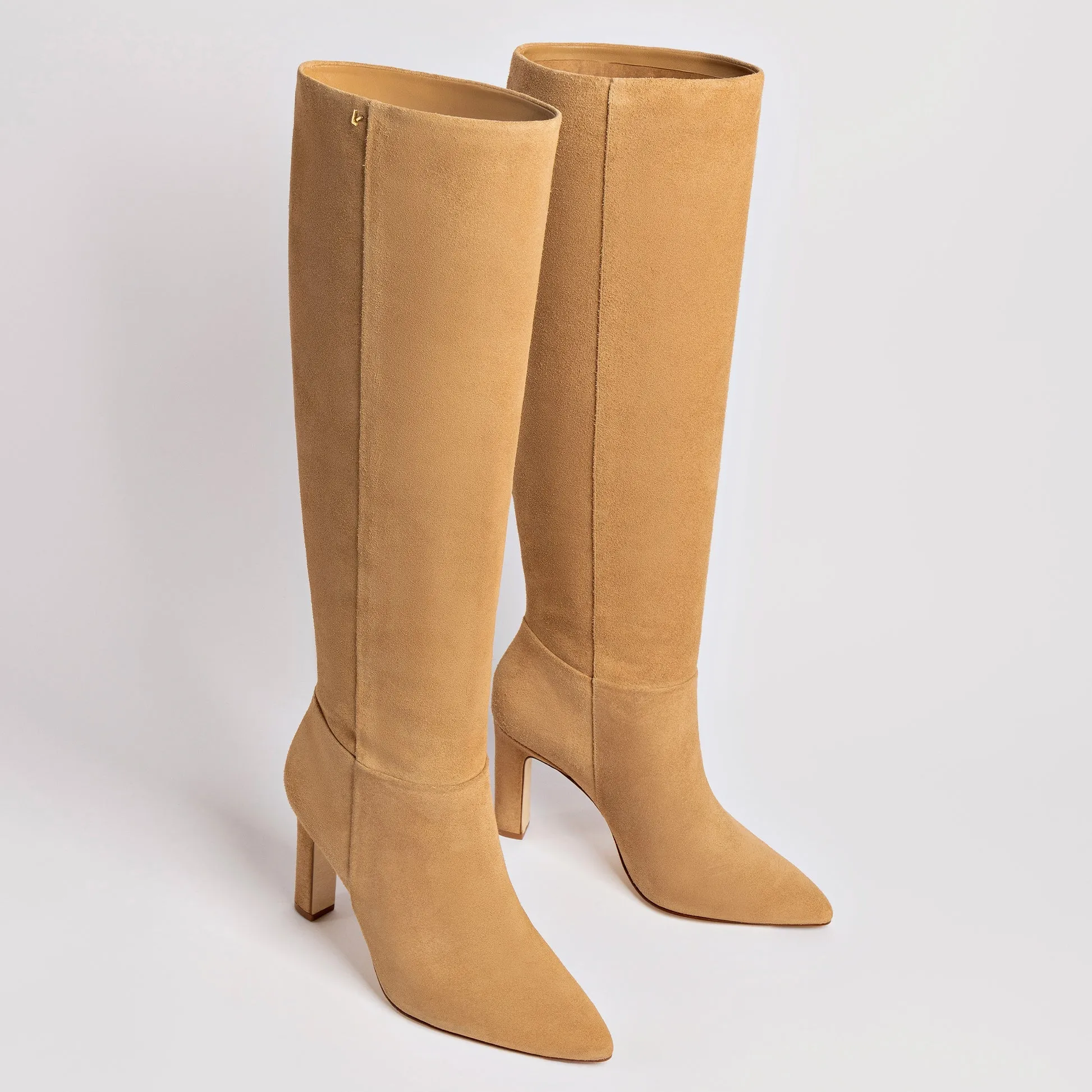 Cindy Hi Boot In Peanut Suede by Larroudé