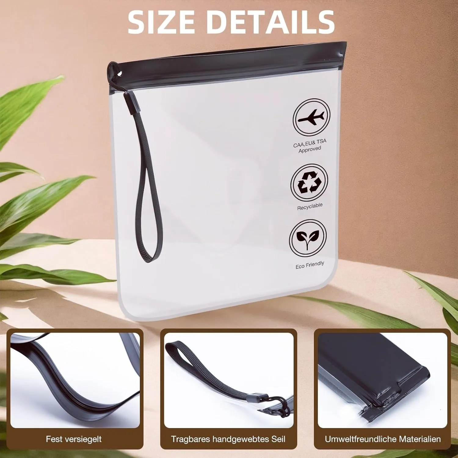 Clear Makeup Bag, Water Proof Travel Toiletry Bags For Women Men, Portable Travel Size Toiletries, Can Be Used To Hold Cosmetics And Liquids, 3 Pcs, Black