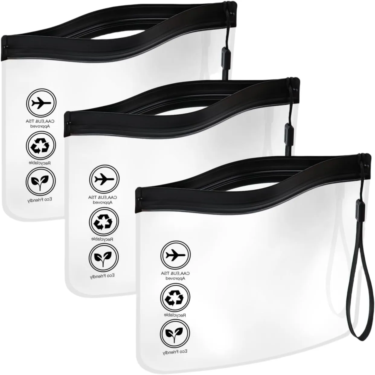 Clear Makeup Bag, Water Proof Travel Toiletry Bags For Women Men, Portable Travel Size Toiletries, Can Be Used To Hold Cosmetics And Liquids, 3 Pcs, Black