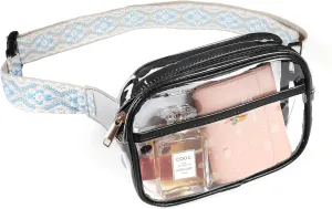 Clear Purse Clear Crossbody Bag For Women Clear Bag Stadium Approved Clear Fanny Pack with Adjustable Guitar Strap,Clear Waist Bag Pouch for Concerts Sport Hiking Running