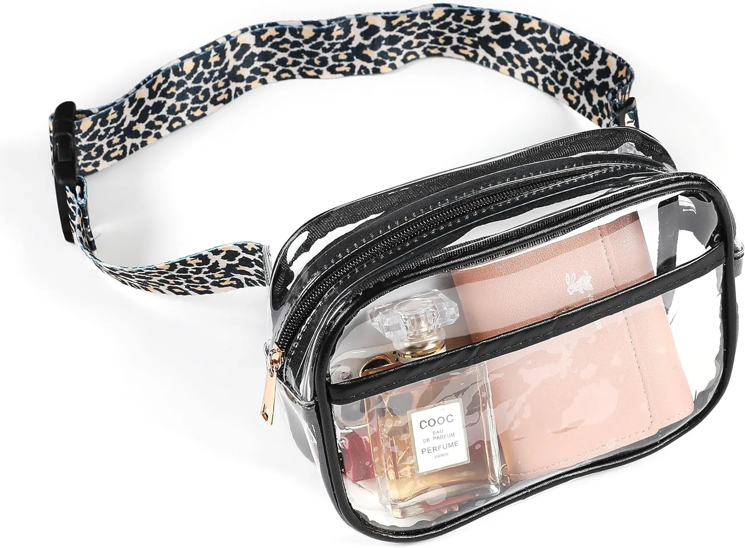 Clear Purse Clear Crossbody Bag For Women Clear Bag Stadium Approved Clear Fanny Pack with Adjustable Guitar Strap,Clear Waist Bag Pouch for Concerts Sport Hiking Running