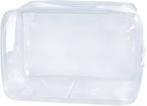 Clear Small,Pvc Makeup Pouch Bag, 7"x2.3"x4.7" Size TSA Approved Toiletry Bag, Transparent Travel Bags for Toiletries, Clear Cosmetic Bag for Women and Men Small (transparent)