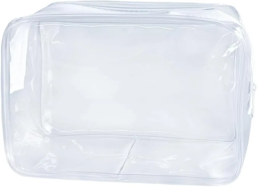 Clear Small,Pvc Makeup Pouch Bag, 7"x2.3"x4.7" Size TSA Approved Toiletry Bag, Transparent Travel Bags for Toiletries, Clear Cosmetic Bag for Women and Men Small (transparent)
