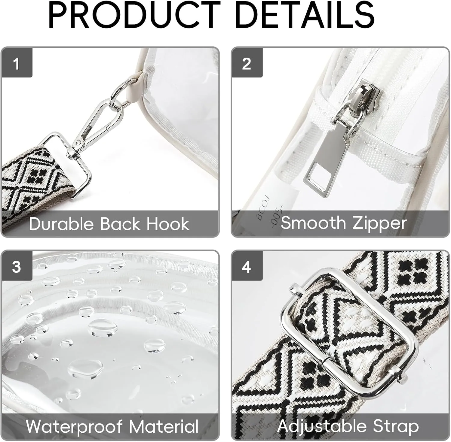 CLUCI Clear Bag for Stadium Events, Clear Crossbody Bag Purses for women stadium Transparent, Concerts Sports