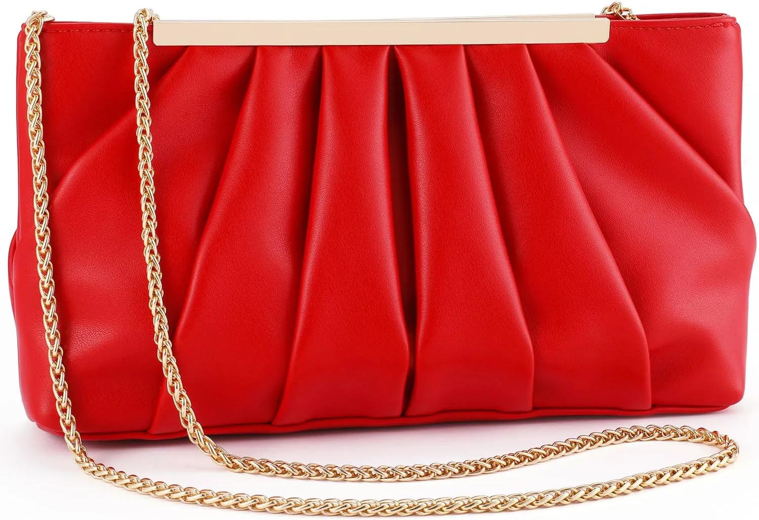 Clutch Purse Dressy Pleated Formal Evening Bag Simple Classy Handbag for Women