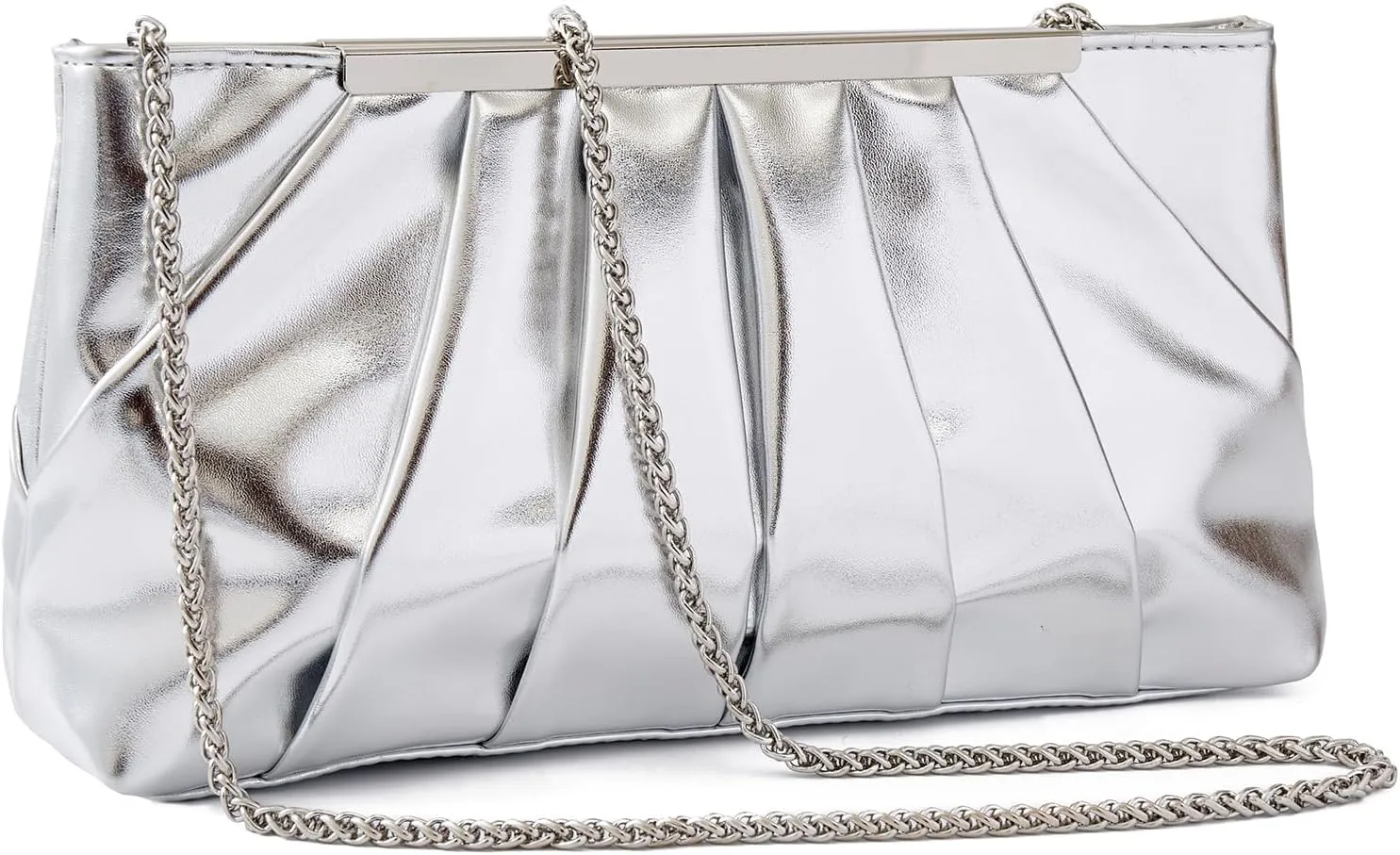 Clutch Purse Dressy Pleated Formal Evening Bag Simple Classy Handbag for Women