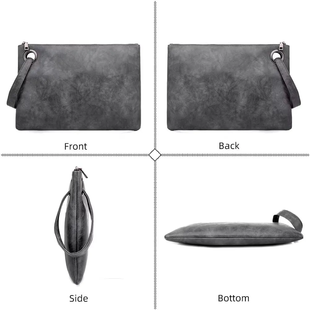 Clutch Purse for Women Vegan Leather Wristlet Wallet Roomy Envelope Clutch Designer Purses and Handbags for Daily Use