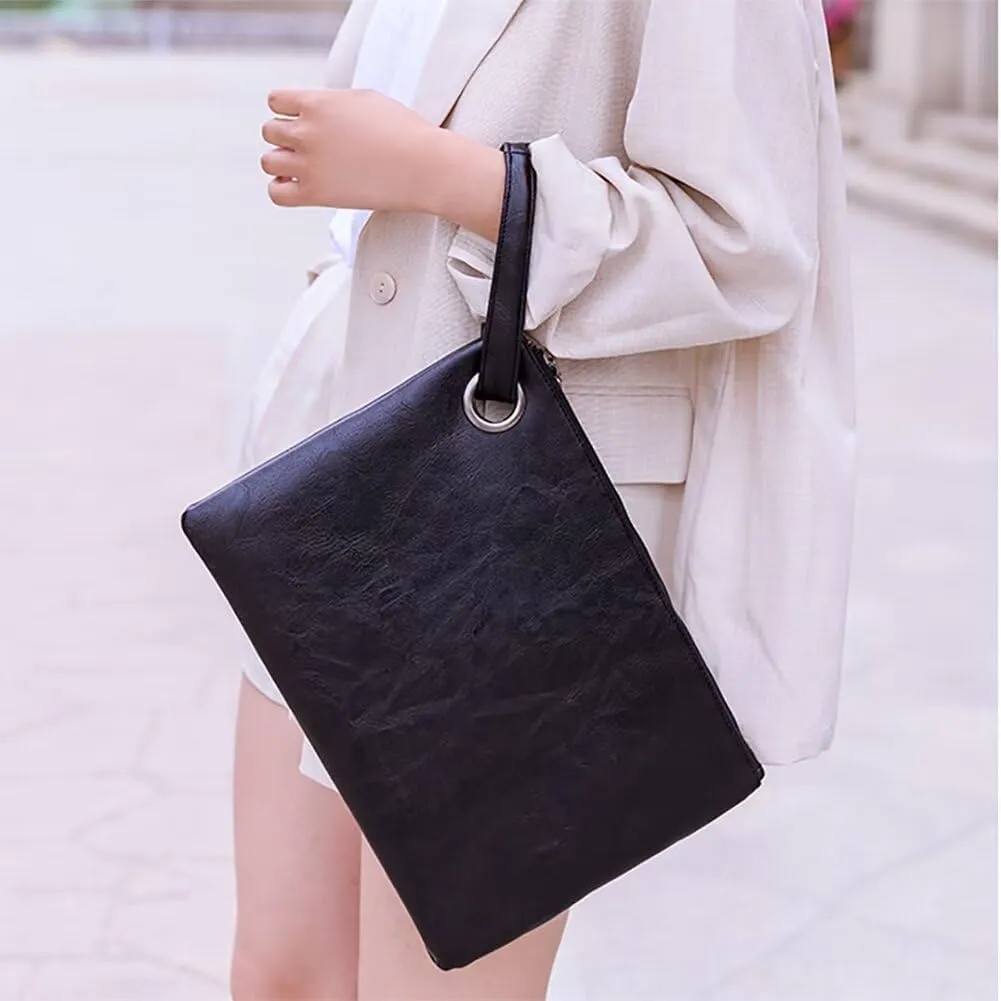 Clutch Purse for Women Vegan Leather Wristlet Wallet Roomy Envelope Clutch Designer Purses and Handbags for Daily Use