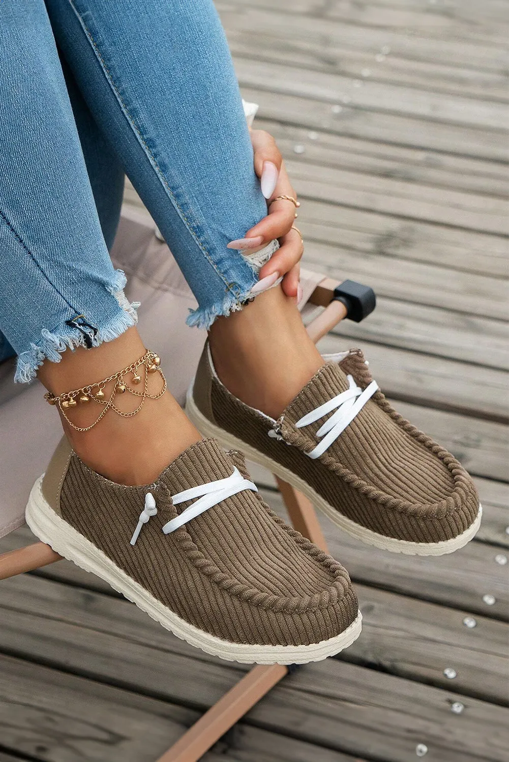 Coffee Lace Up Casual Shoes