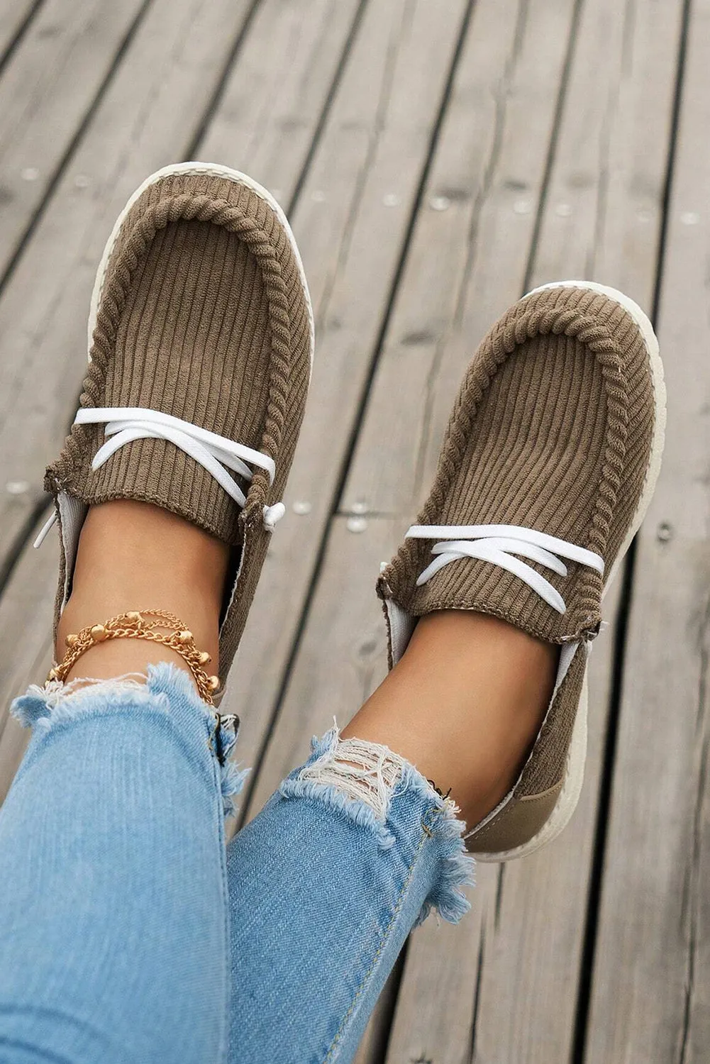 Coffee Lace Up Casual Shoes