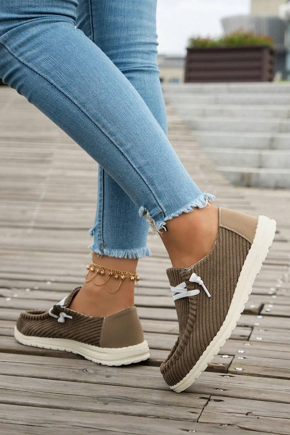 Coffee Lace Up Casual Shoes