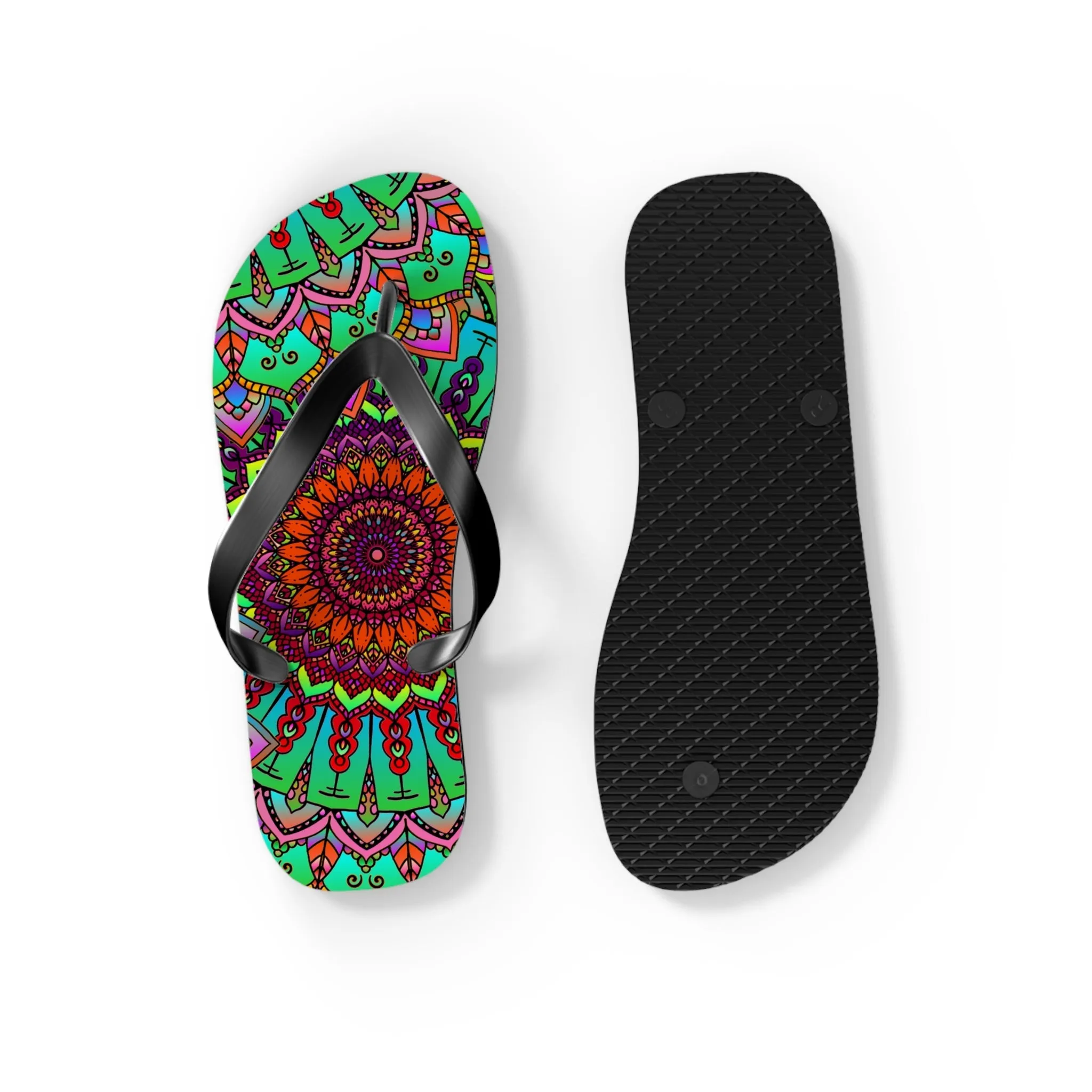 Colorful Mandala Flip Flops - Tranquil Summer