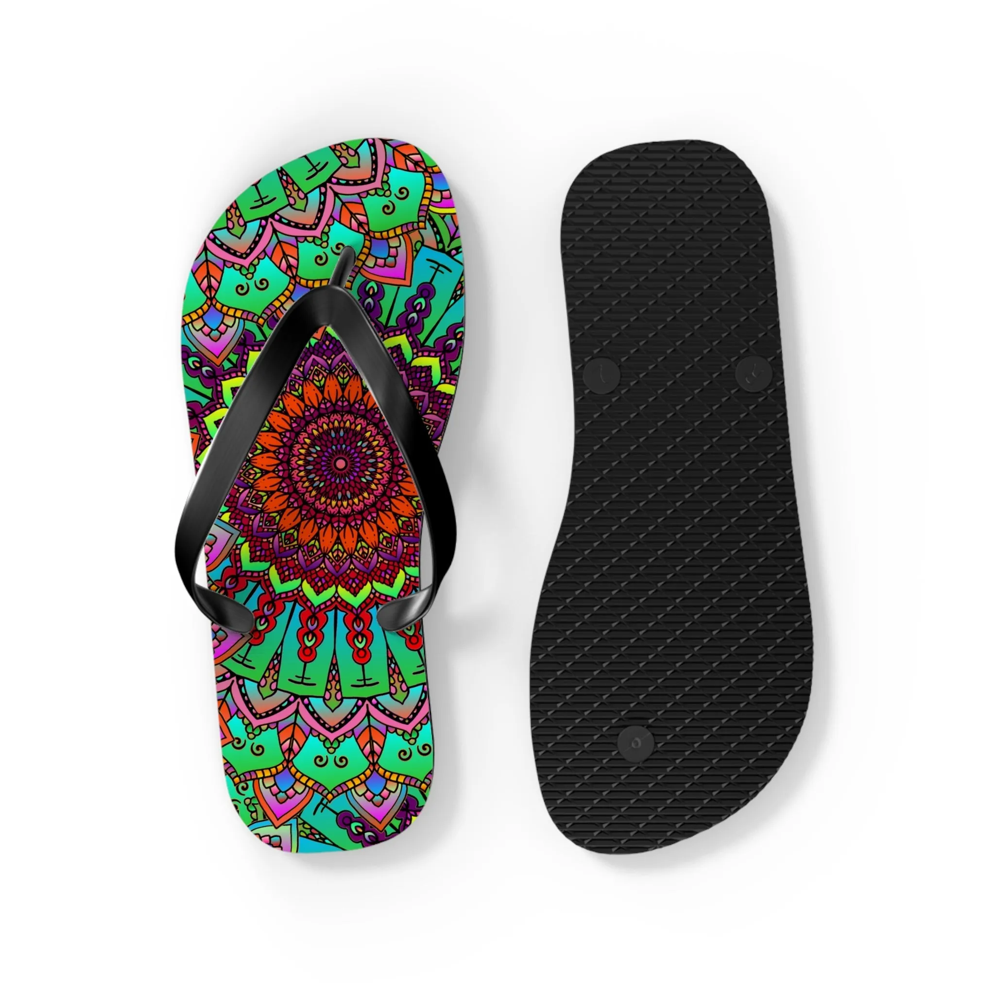 Colorful Mandala Flip Flops - Tranquil Summer