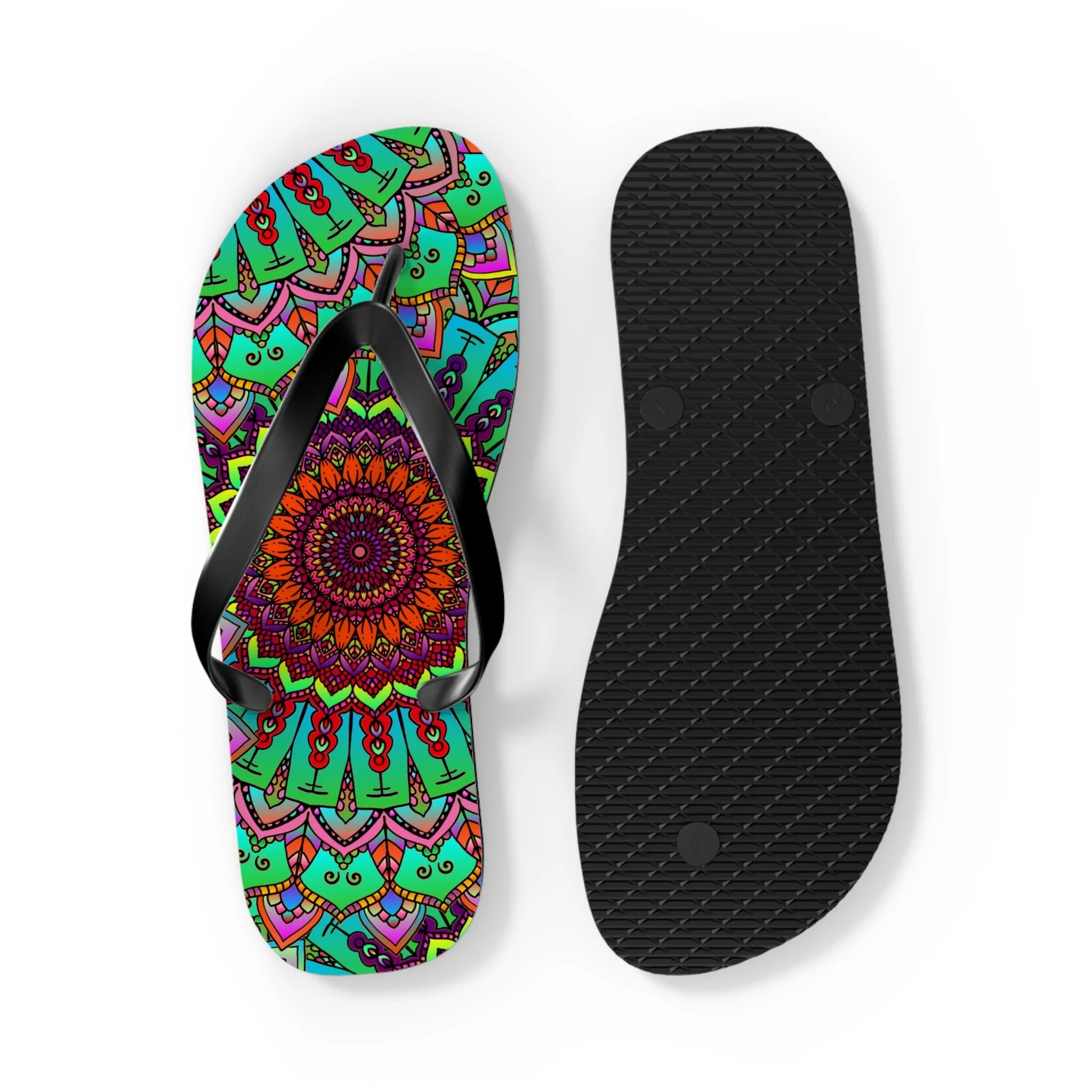 Colorful Mandala Flip Flops - Tranquil Summer