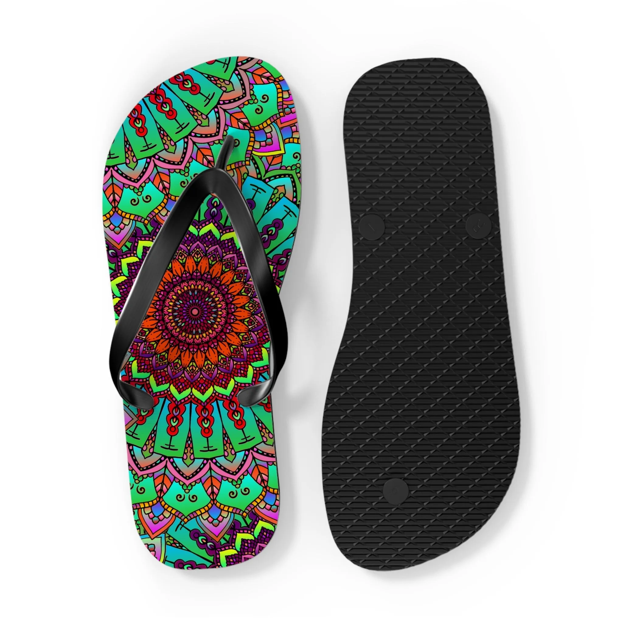 Colorful Mandala Flip Flops - Tranquil Summer