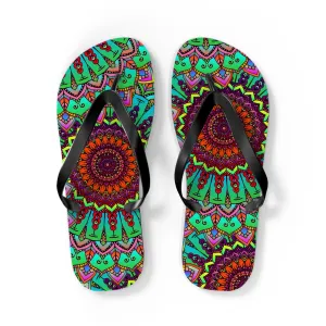Colorful Mandala Flip Flops - Tranquil Summer