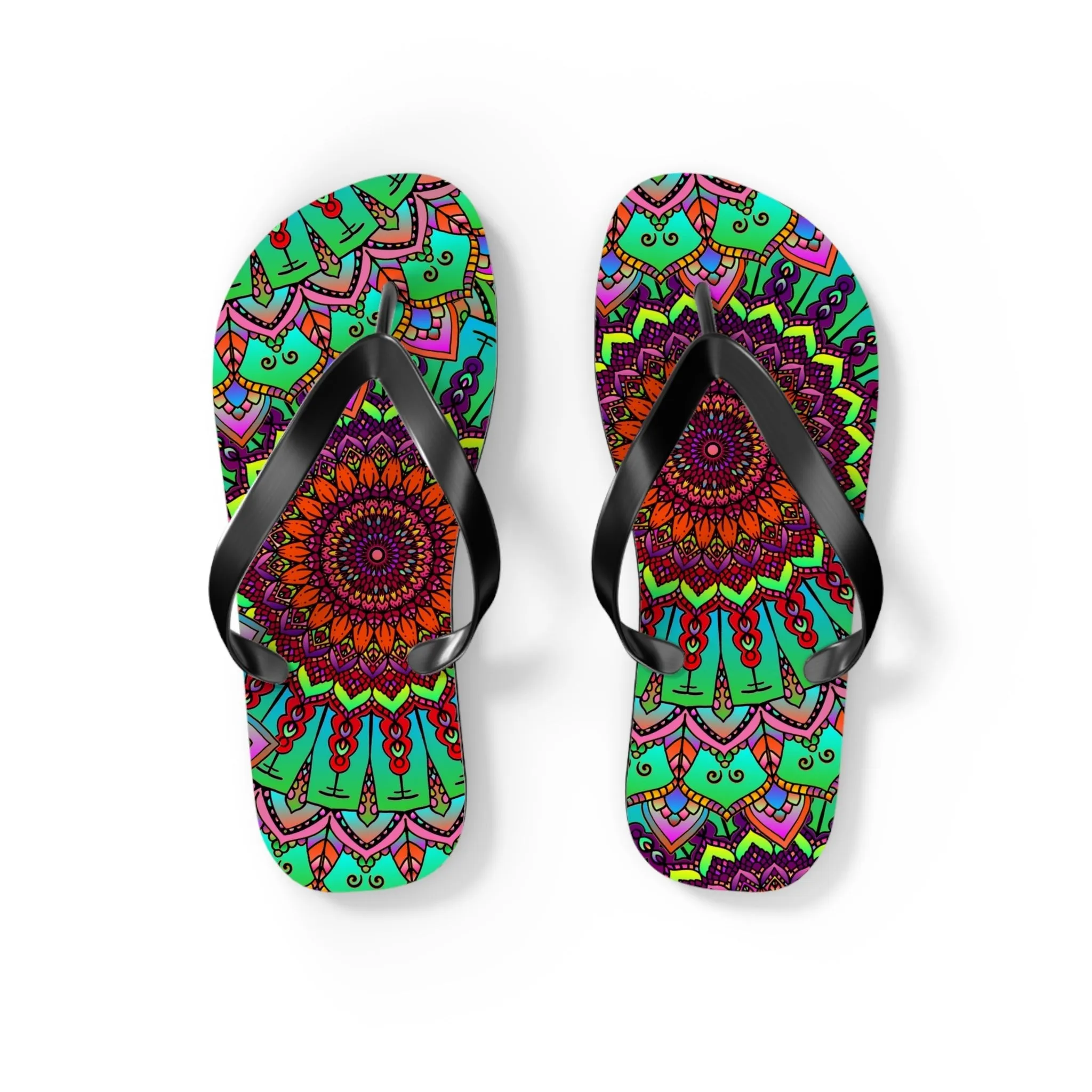 Colorful Mandala Flip Flops - Tranquil Summer