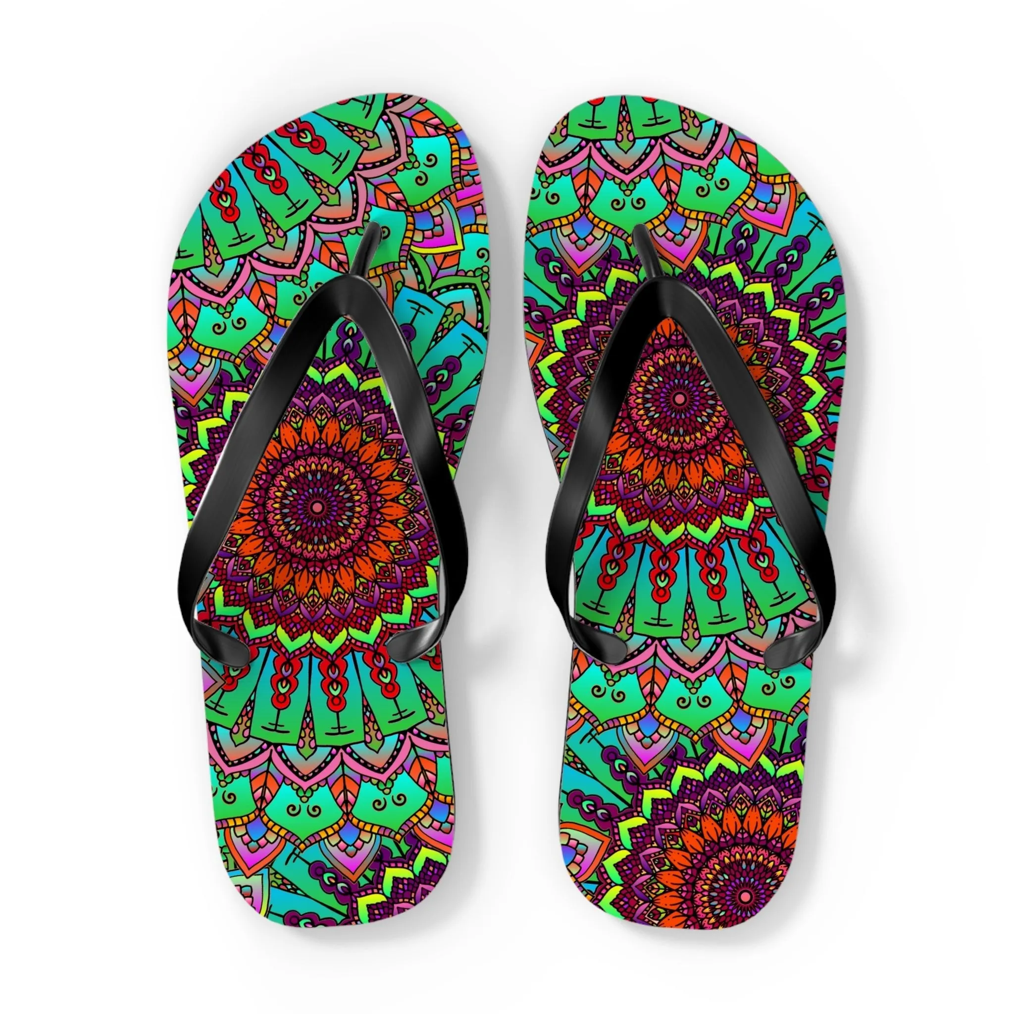 Colorful Mandala Flip Flops - Tranquil Summer
