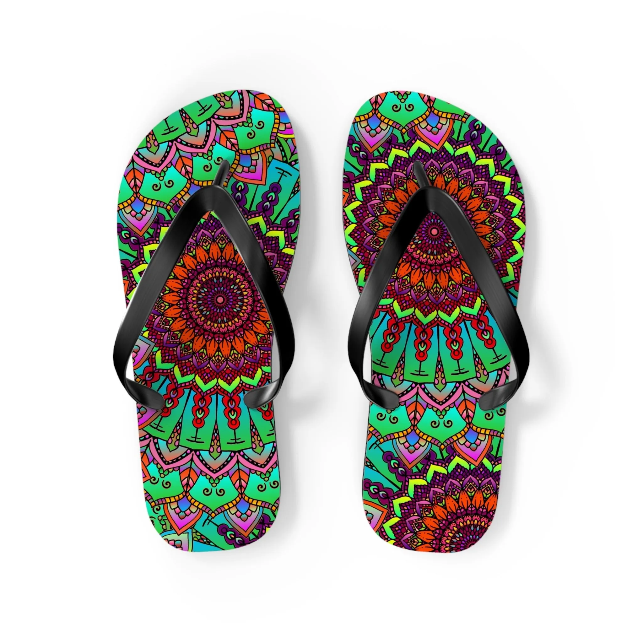 Colorful Mandala Flip Flops - Tranquil Summer