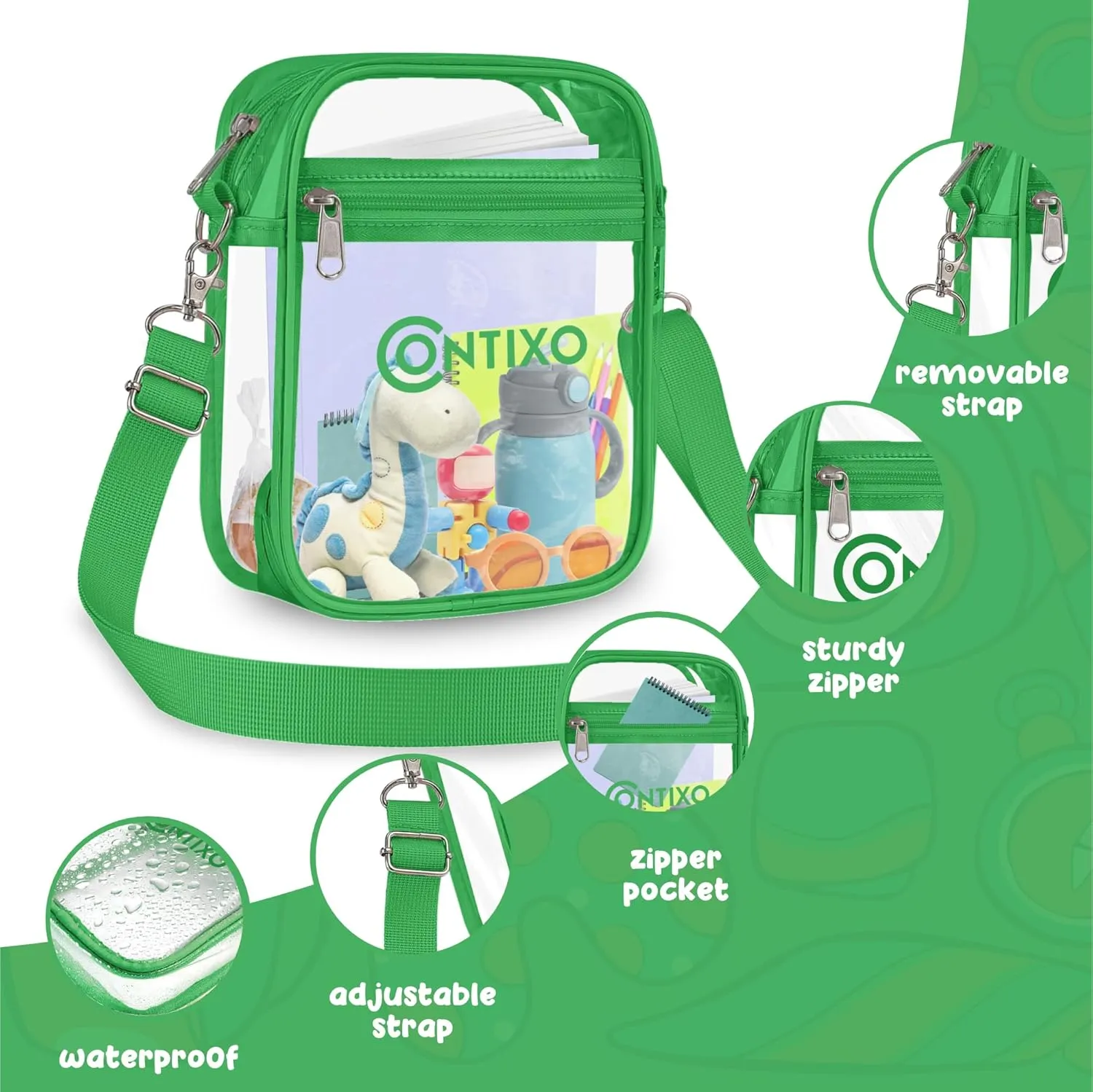 Contixo TB03 Clear Bag for Stadium Events - PVC Crossbody Bag, Clear Purse Messenger Bag for Kids