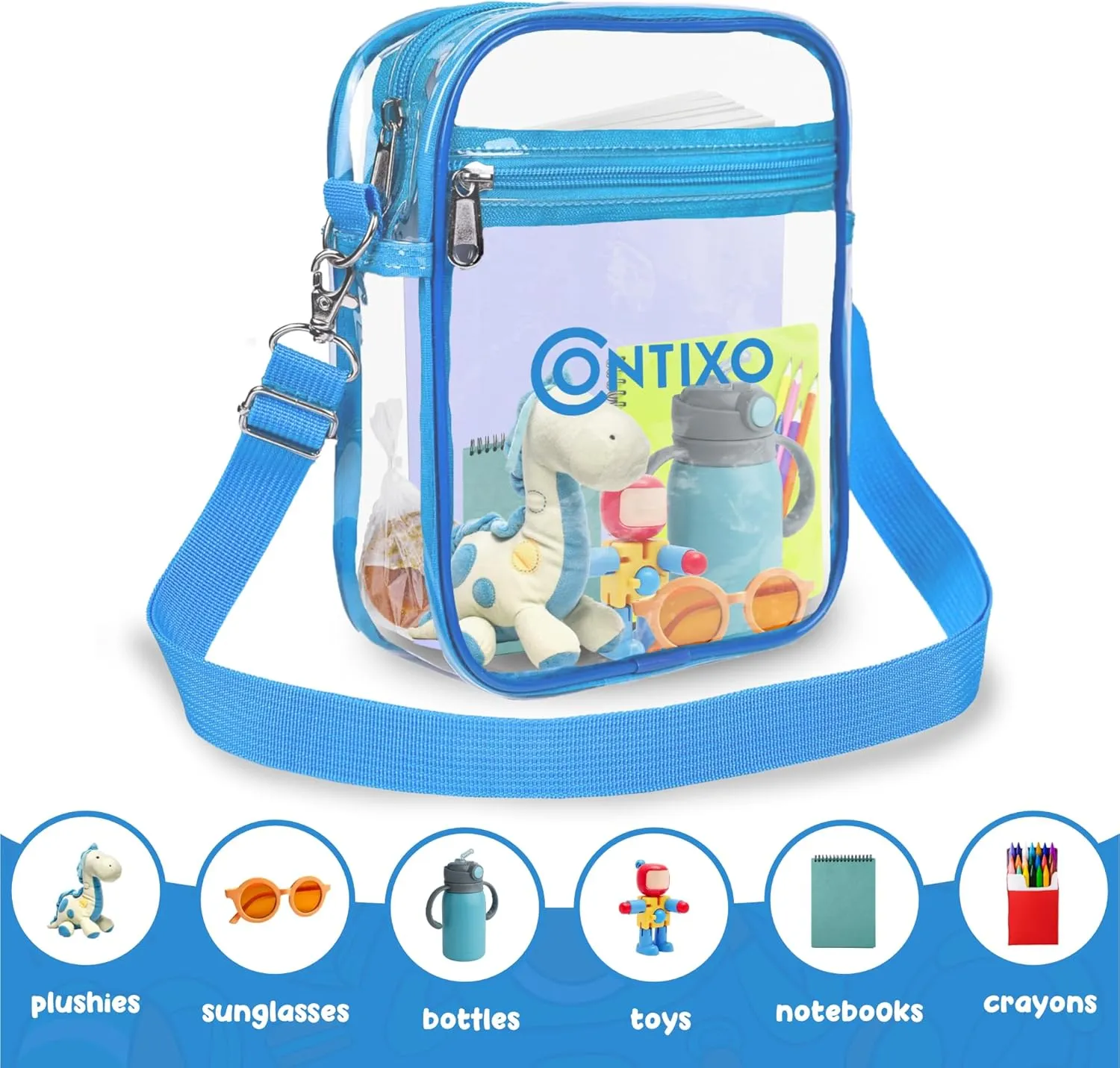 Contixo TB03 Clear Bag for Stadium Events - PVC Crossbody Bag, Clear Purse Messenger Bag for Kids