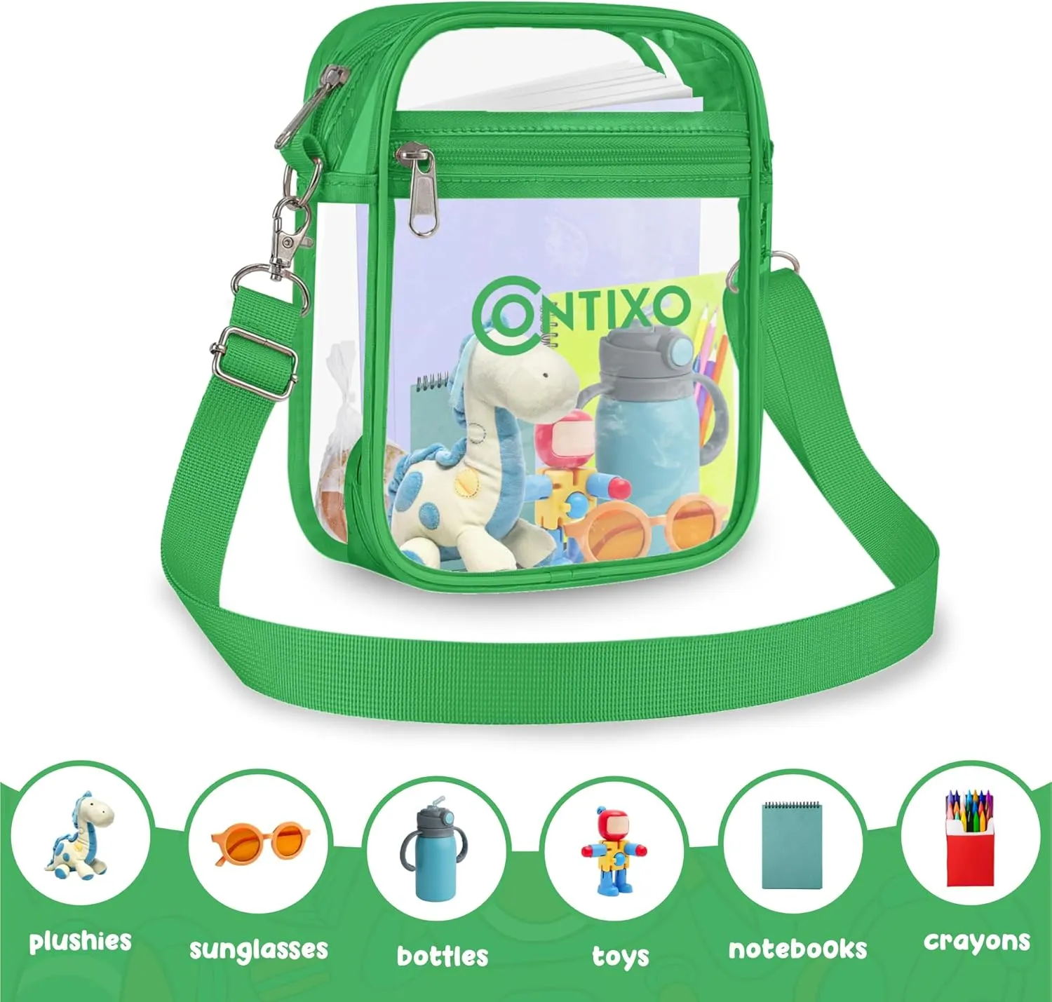 Contixo TB03 Clear Bag for Stadium Events - PVC Crossbody Bag, Clear Purse Messenger Bag for Kids