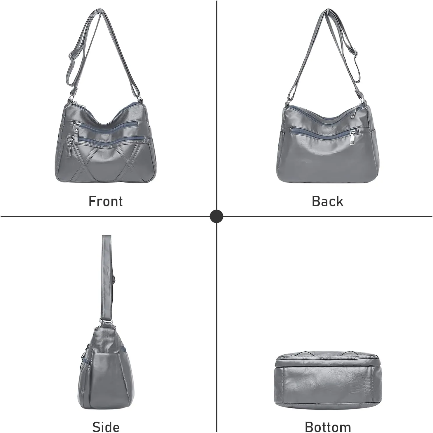 Crossbody Bag for Women Lightweight Shoulder Bags Ladies Soft PU Leather Handbags Multi Pocket Messenger Bags