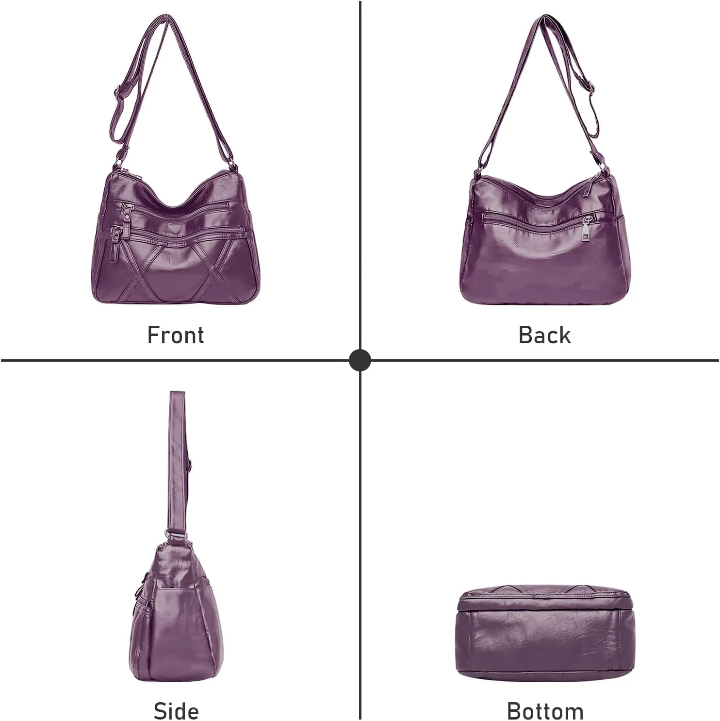 Crossbody Bag for Women Lightweight Shoulder Bags Ladies Soft PU Leather Handbags Multi Pocket Messenger Bags